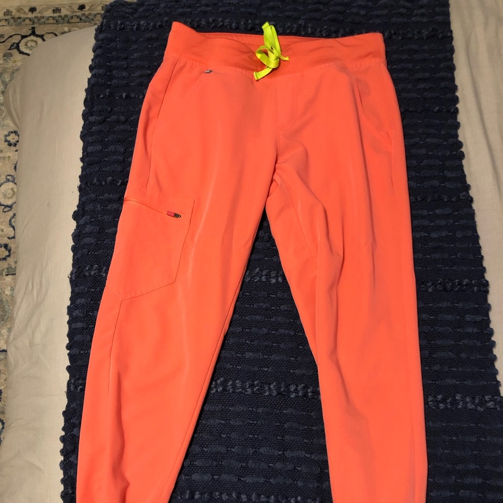 Hot coral Figs scrub pants